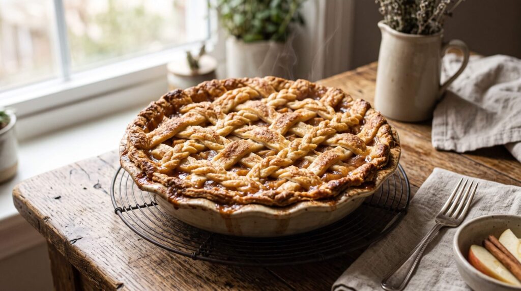 Golden Lattice-Top Apple Pie Fresh from the Oven