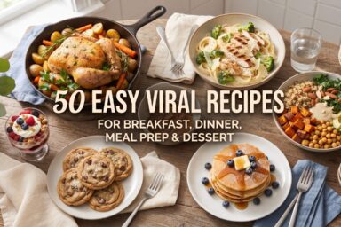 50 easy recipes including healthy breakfasts, weeknight dinners, meal prep and desserts