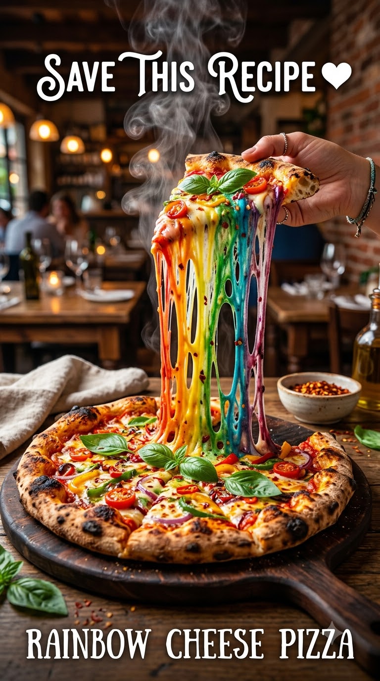 Rainbow Cheese Pull Pizza