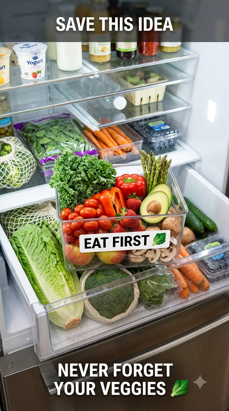 Vegetable “Eat First” Box | The Smartest Fridge Organization Hack