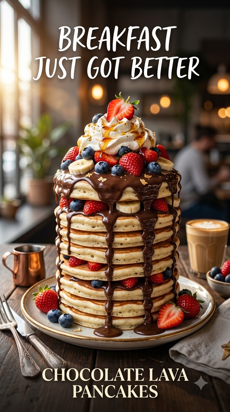 Giant Chocolate Lava Pancake Tower