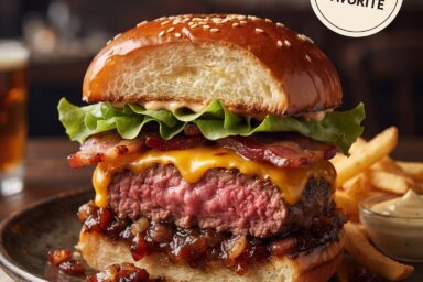 Juicy Burger with Sweet & Smoky Bacon Jam