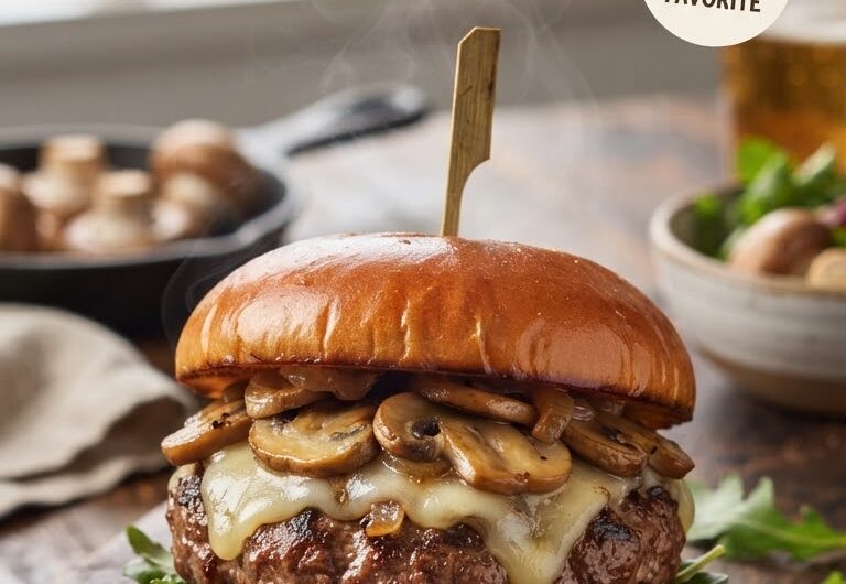 Mushroom Swiss Burger Recipe: Juicy Beef, Sautéed Mushrooms & Melted Swiss Cheese