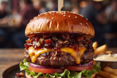 Juicy Burger with Sweet & Smoky Bacon Jam