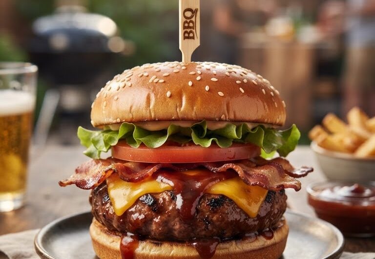 BBQ Bacon Burger Recipe: Juicy Burgers With Crispy Bacon and Smoky BBQ Sauce