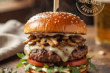 Mushroom Swiss Burger Recipe: Juicy Beef, Sautéed Mushrooms & Melted Swiss Cheese