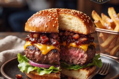 Juicy Burger with Sweet & Smoky Bacon Jam