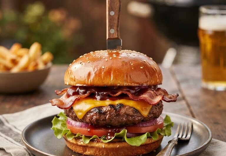 BBQ Bacon Burger Recipe: Juicy Burgers With Crispy Bacon and Smoky BBQ Sauce
