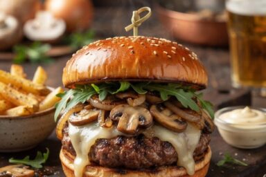 Mushroom Swiss Burger Recipe: Juicy Beef, Sautéed Mushrooms & Melted Swiss Cheese