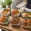 High-protein air fryer meal prep recipes with chicken, salmon, shrimp, steak, and vegetables