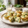 Homemade copycat Starbucks spinach and feta egg bites with a soft custardy texture