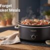 Set and forget slow cooker meal with tender beef, potatoes, carrots and onions in a Crockpot